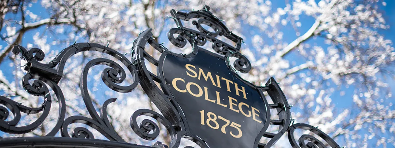 Detail of the top of the Grecourt Gates in the winter