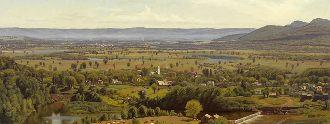 Painting by Thomas Charles Farrer. View of Northampton from the Dome of the Hospital, 1865 (detail). Oil on canvas.