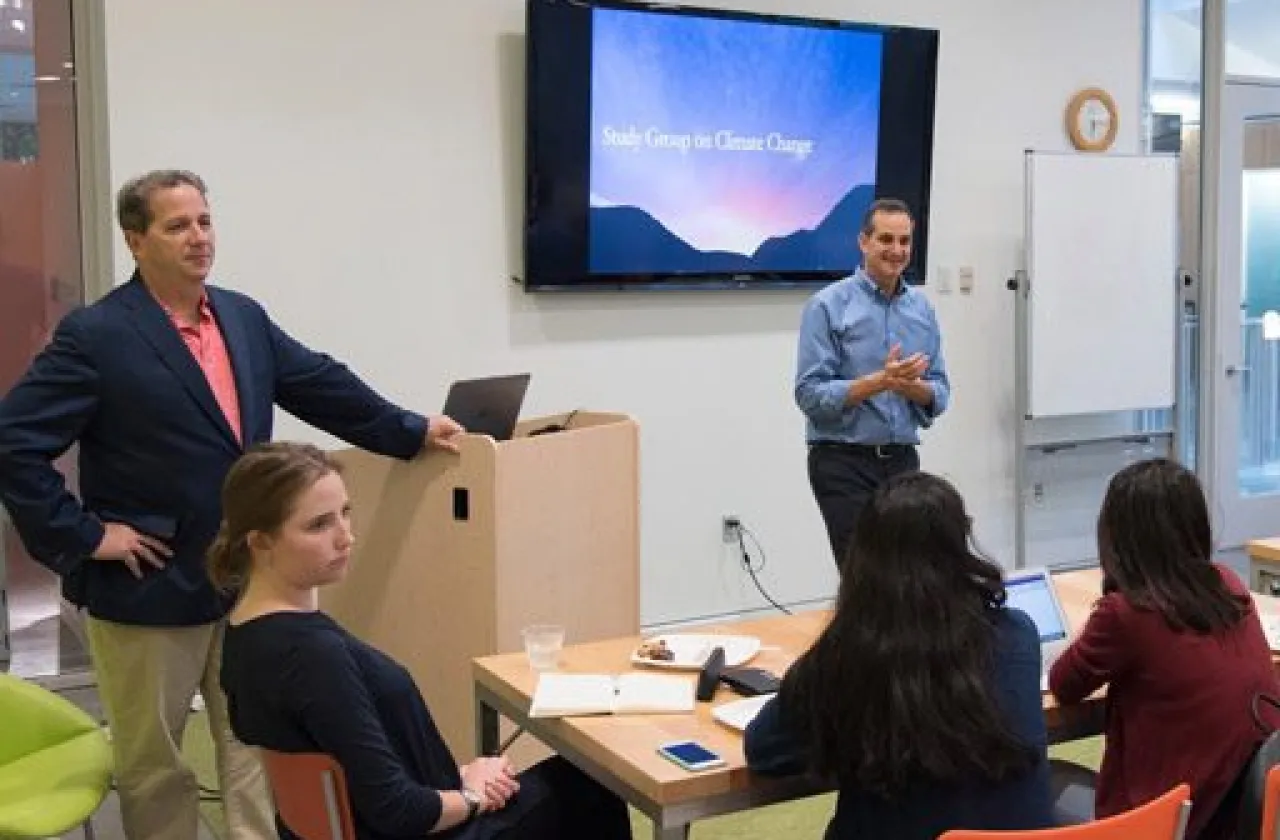 Smith administrators lead a session on a new sustainable investment portfolio