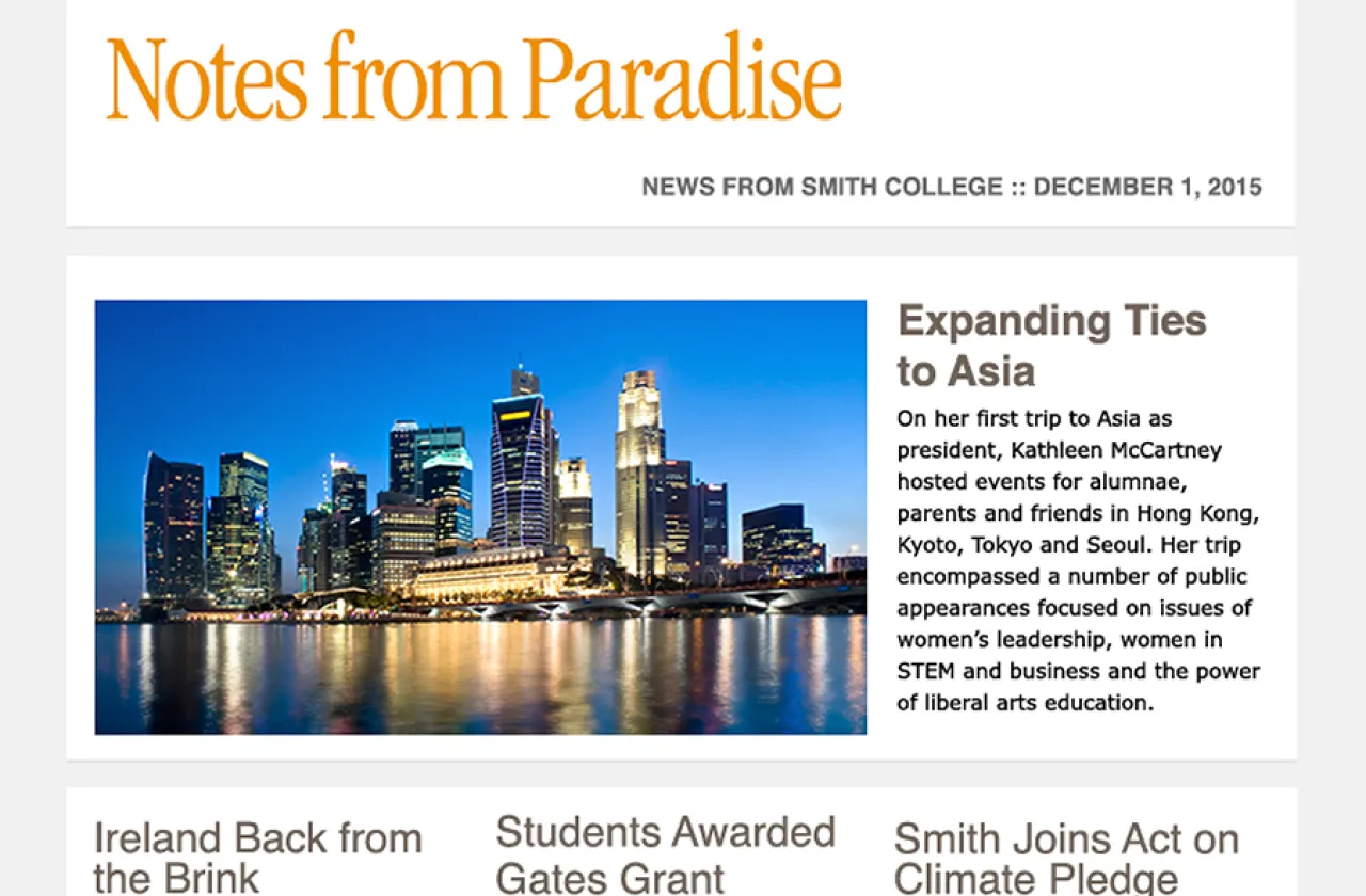 Screen shot of the top of the Notes from Paradise newsletter