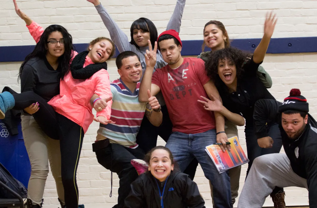 group of dancing teenagers
