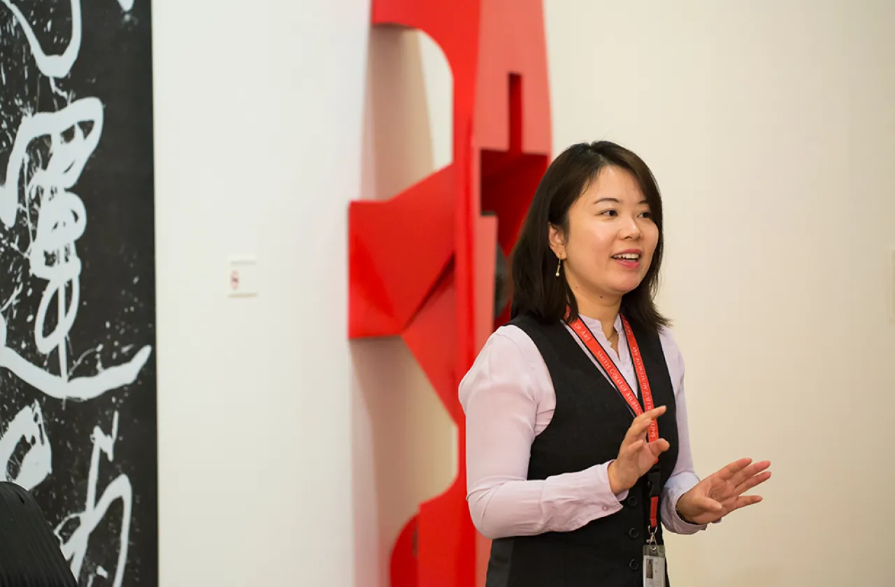 Yao Wu gives a gallery talk