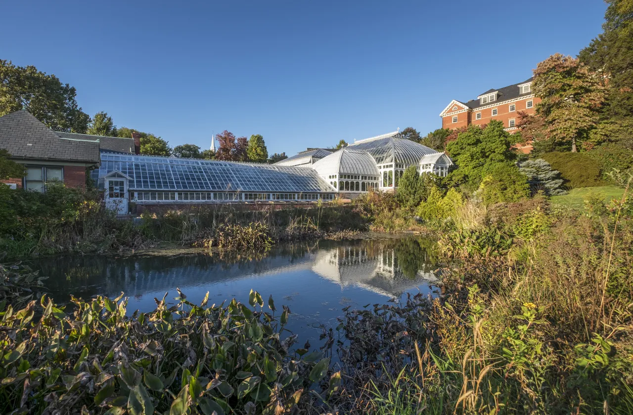 Exterior of Botanic Garden Greenhouse and Pond