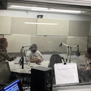 Students in a recording studio