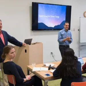 Smith administrators lead a session on a new sustainable investment portfolio