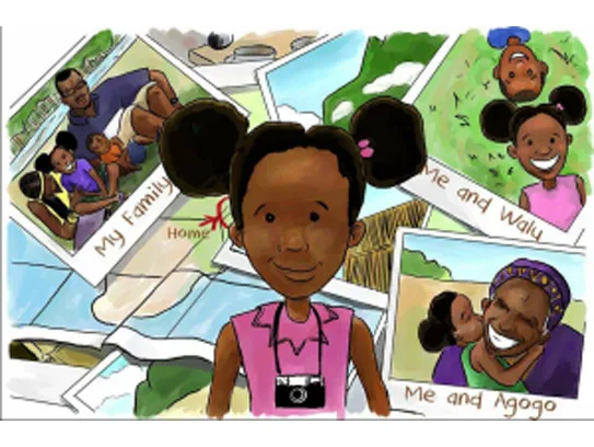 A panel from the “Ekari” series about a child’s travel through Africa