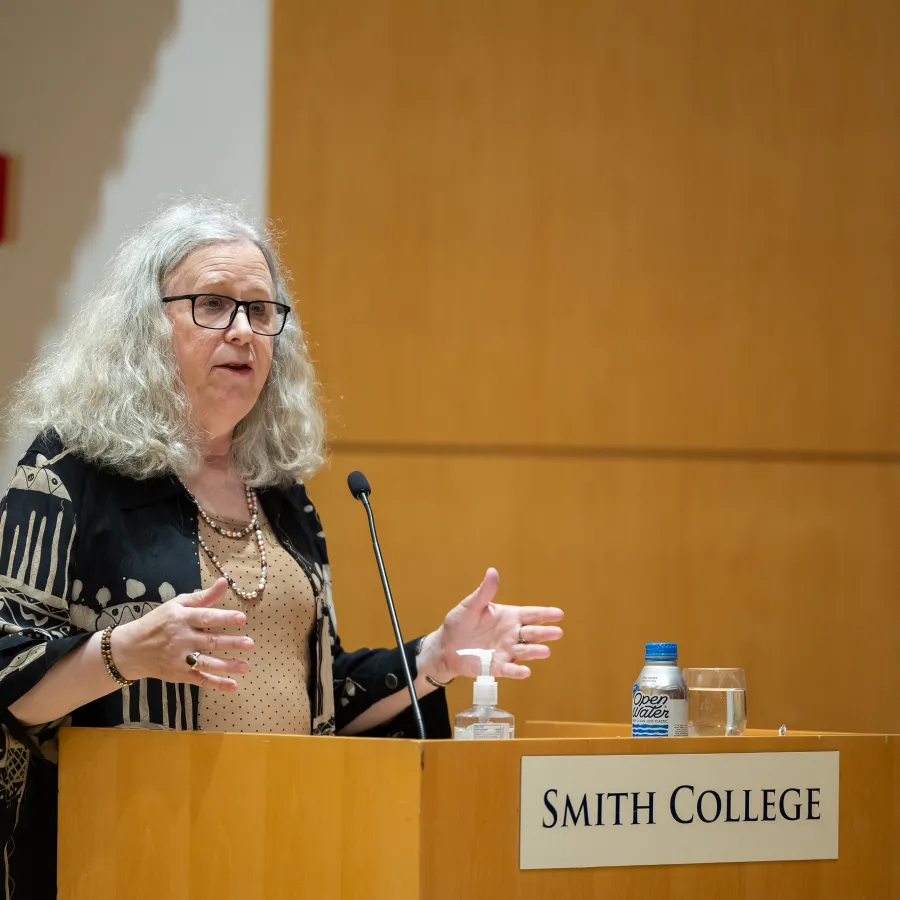 Admiral Rachel Levine speaks at a podium during a recent colloquium.