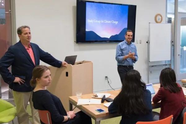 Smith administrators lead a session on a new sustainable investment portfolio