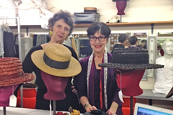 Kiki Smith '71 and Elisa Lanzi with hats