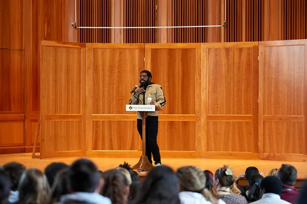 Hanif Abdurraqib spoke to local high school sudents at Smith.