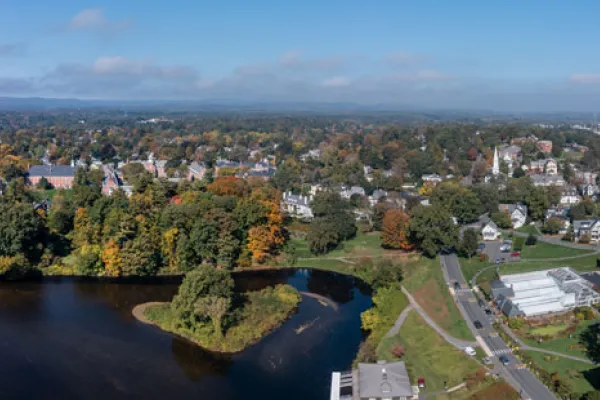 aerial view of Smith College paradise pond