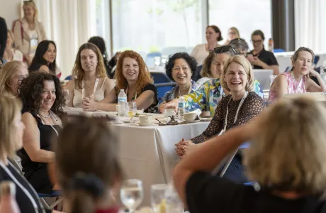 Alums listen to President Sarah Willie-LeBreton give an update on the college during Reunion Weekend.