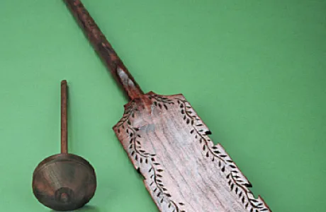 a carved wooden board