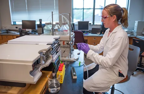 Chemistry student in Ford Hall