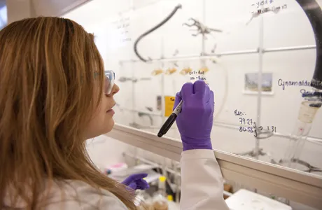 Chemistry student in Ford Hall