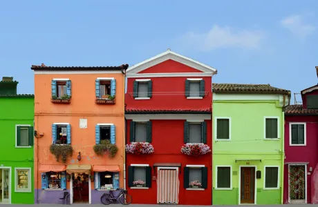 Multi-colored houses in Burano, Italy