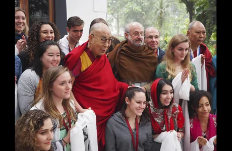 Group of students meeting His Holiness the Dalai Lama