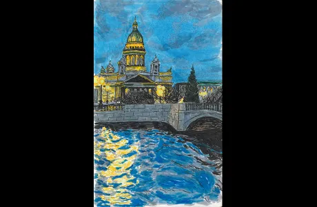 Drawing of scene in Russia by Catie Lomoe-Thompson '21