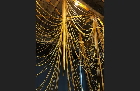 Yarn art installation by Sandra Pomeleo Fowler '22.