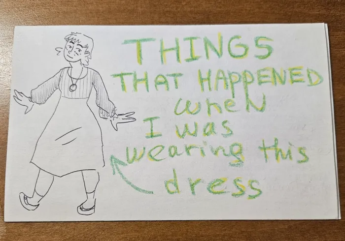 Zine cover Things That Happen When I Was Wearing This Dress with figure