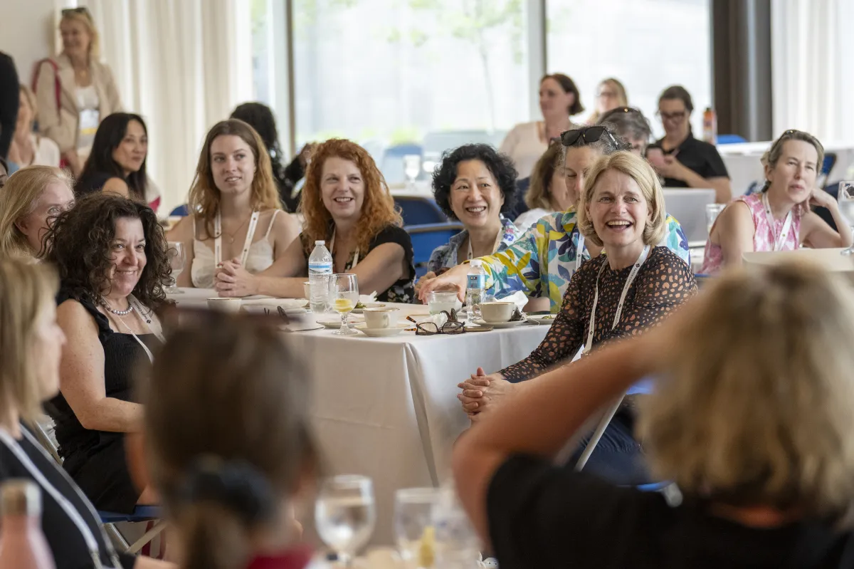 Alums listen to President Sarah Willie-LeBreton give an update on the college during Reunion Weekend.