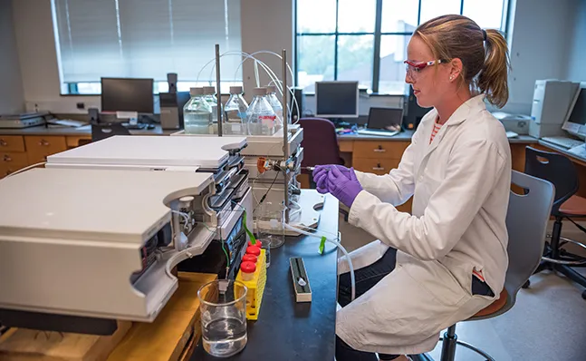 Chemistry student in Ford Hall
