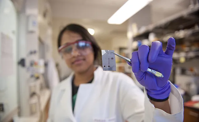 Chemistry student in Ford Hall