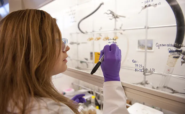 Chemistry student in Ford Hall