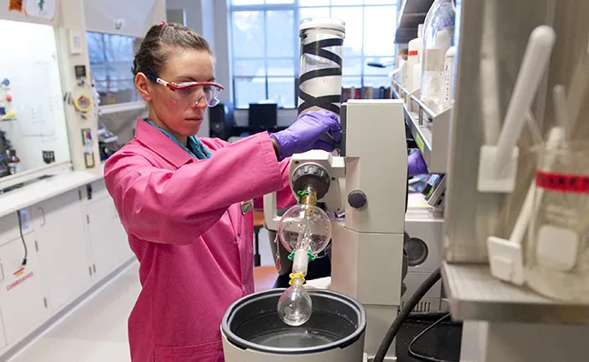 Chemistry student in Ford Hall