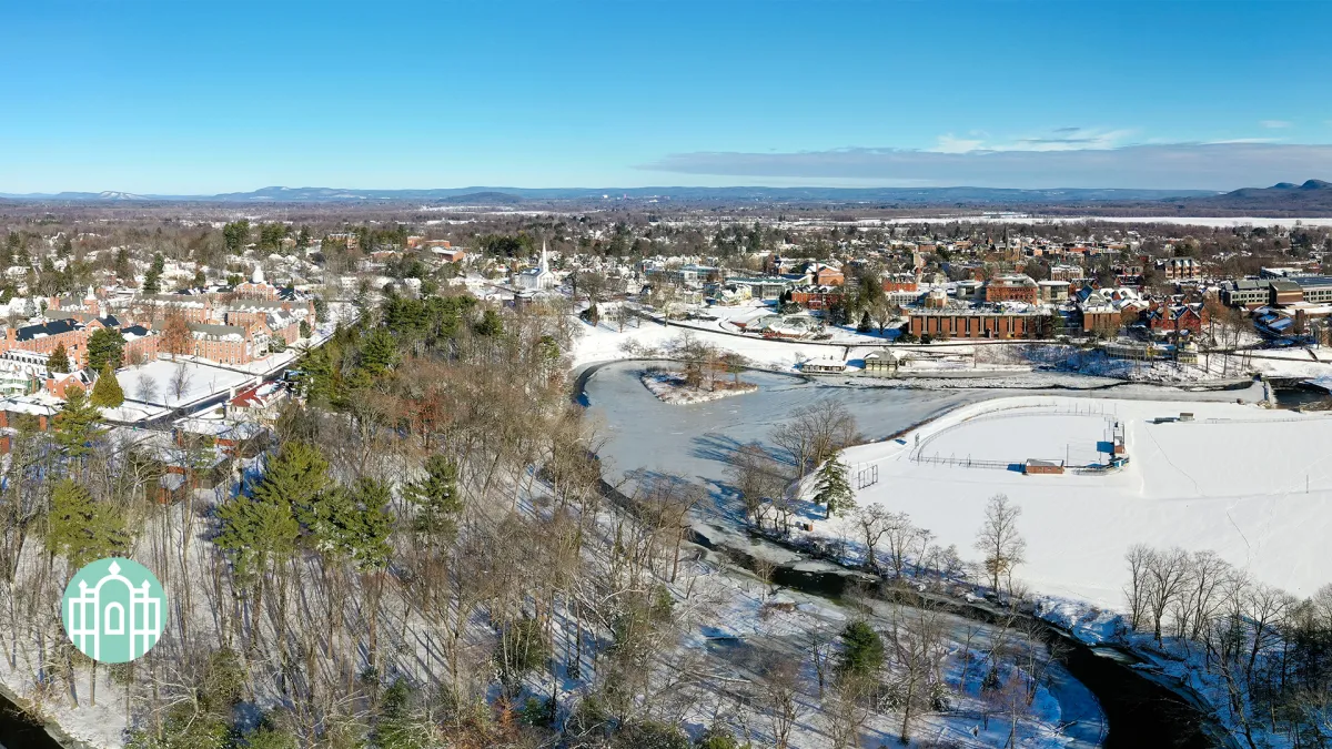 Aerial shot of campus