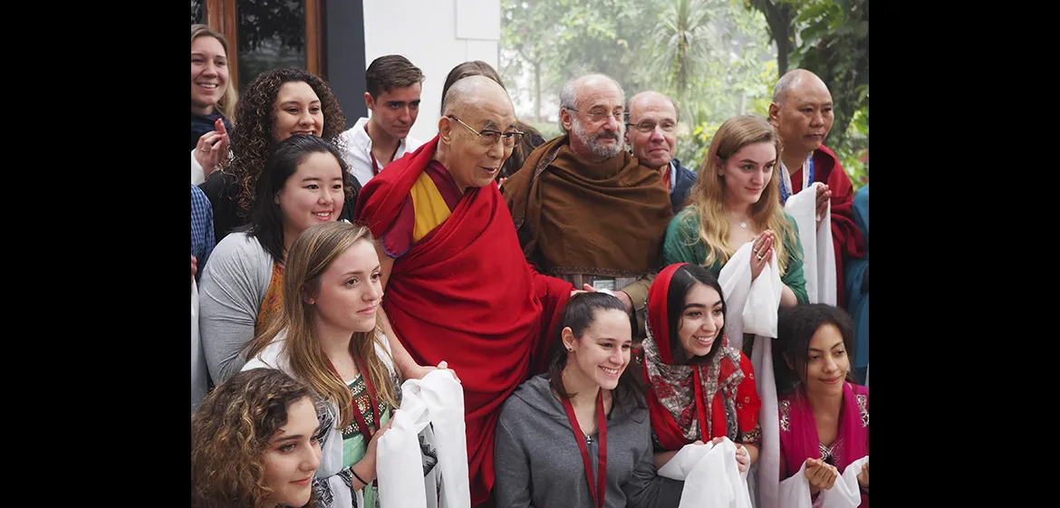 Group of students meeting His Holiness the Dalai Lama