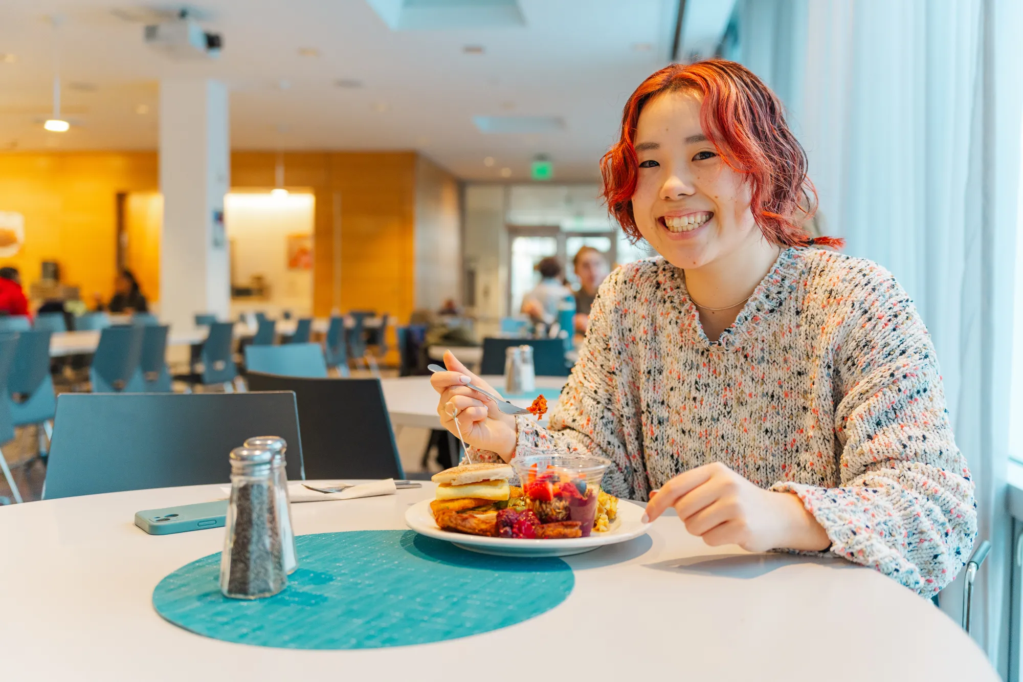 Joan Kobayashi ’26 tries plant-based breakfast foods in Cutter-Ziskind