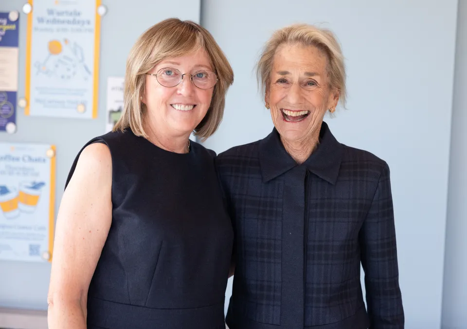 President Emerita Kathleen McCartney with Rochelle (Shelly) Braff Lazarus ’68